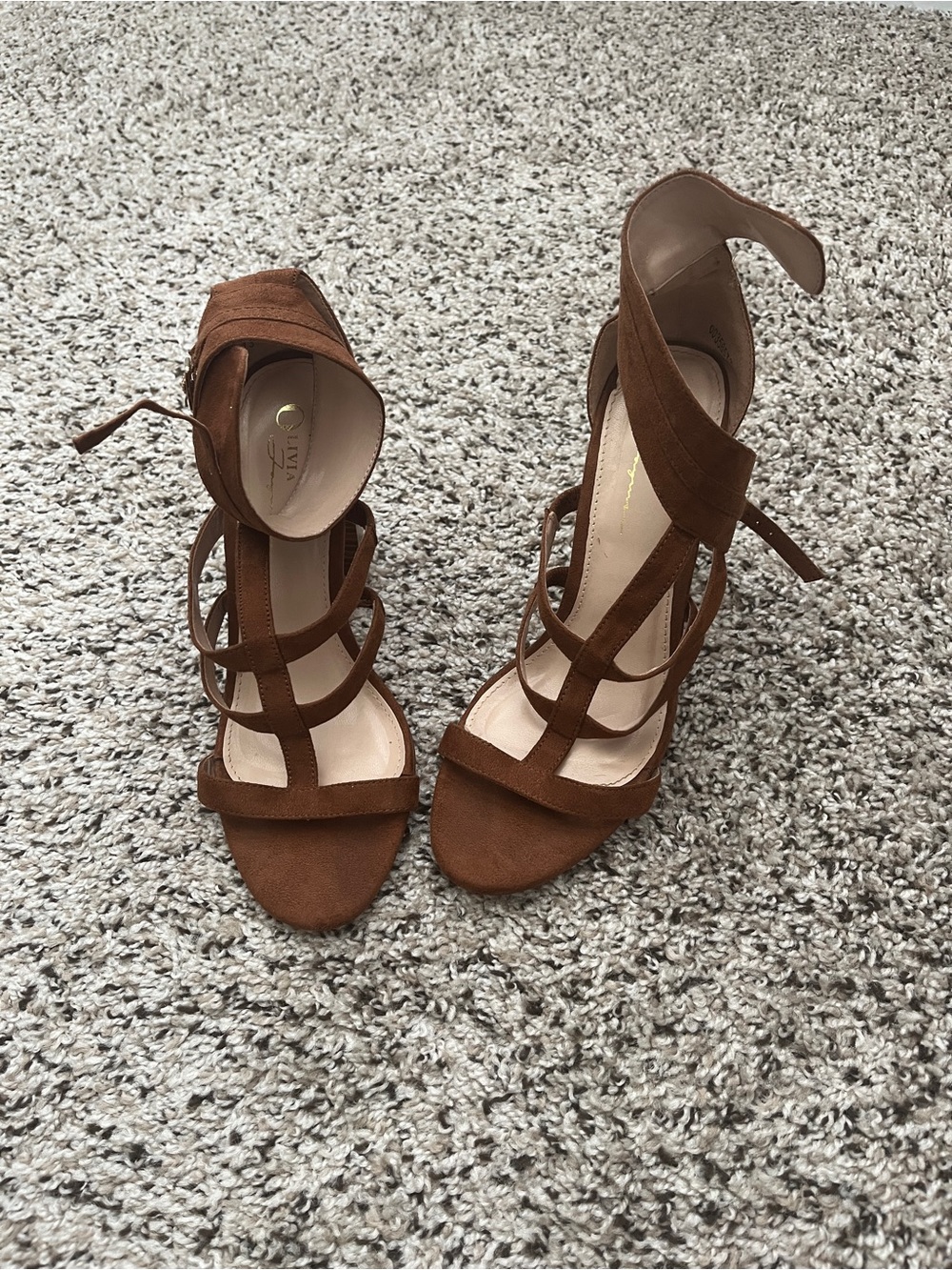 Women’s Brown Suede Strappy High Heel Sandals